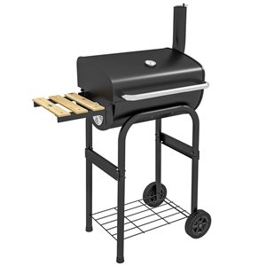Barbecue au charbon de bois Outsunny avec thermomètre, étagères et roulettes