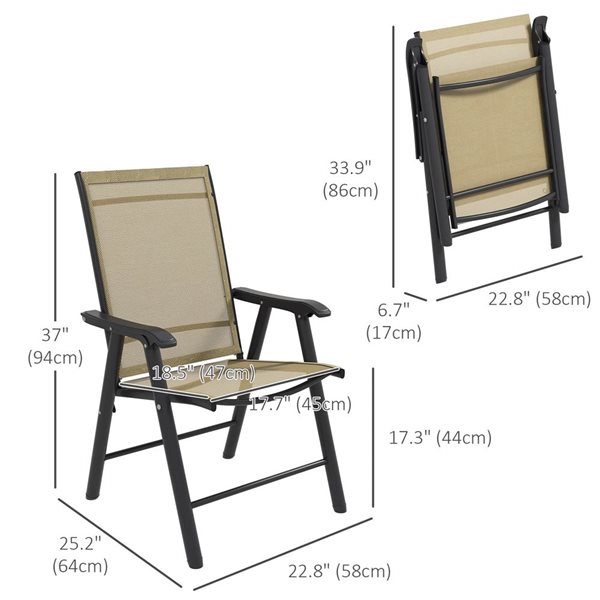 Outsunny 4-Pcs Folding Outdoor Dining Chair Set - Brown