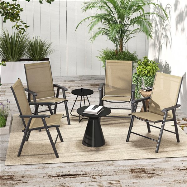 Outsunny 4-Pcs Folding Outdoor Dining Chair Set - Brown