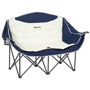 Chaise de camping double pliante Outsunny, bleu