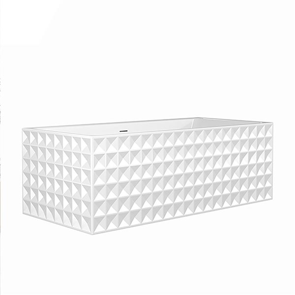 Jade Bath 67in L White Acrylic Rectangular Cube Raised Design