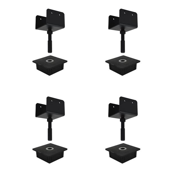 Mecadeck 4 x 4-in Black Composite Deck Height Adjustment Kit - 8-Pc