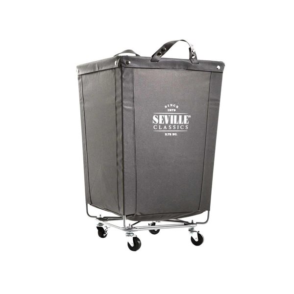 Panier à linge style chariot Seville Classics 2,75 boisseaux en toile gris avec roulettes