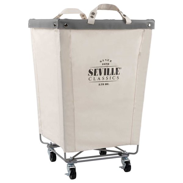 Seville Classics 2.75-Bushel Off White Canvas Hamper Cart on Wheels