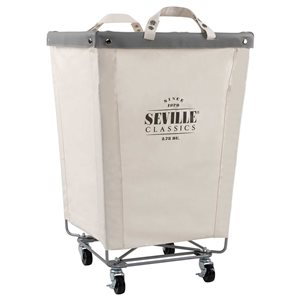 Seville Classics 2.75-Bushel Off White Canvas Hamper Cart on Wheels