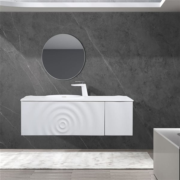 GEF Valerie 48-in W Matte White Single Sink Wall Mount Bathroom Vanity w/ Matte White Top