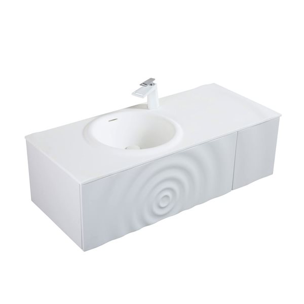 GEF Valerie 48-in W Matte White Single Sink Wall Mount Bathroom Vanity w/ Matte White Top
