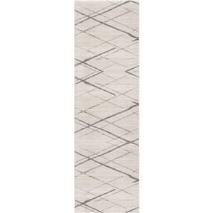 Tapis de couloir d'intérieur rectangulaire moderne Savannah Rug Branch 2 l. x 25 pi L. en gris