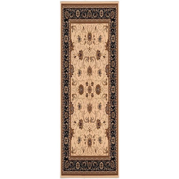 Rug Branch Traditional Majestic 2 W x 17-ft L Beige and Black Rectangular Indoor Runner Rug