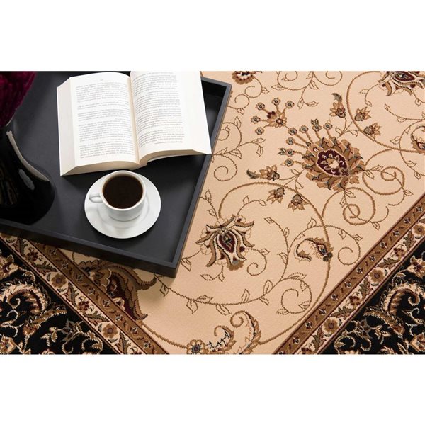 Rug Branch Traditional Majestic 2 W x 17-ft L Beige and Black Rectangular Indoor Runner Rug