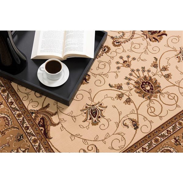 Rug Branch Traditional Majestic 2 W x 14-ft L Beige and Cream Rectangular Indoor Runner Rug