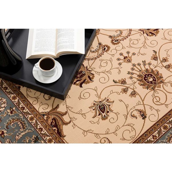 Rug Branch Traditional Majestic 2 W x 19-ft L Beige and Blue Rectangular Indoor Runner Rug