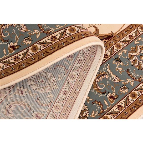 Rug Branch Traditional Majestic 2 W x 25-ft L Beige and Blue Rectangular Indoor Runner Rug