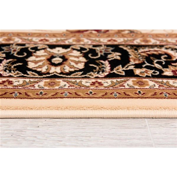 Rug Branch Traditional Majestic 2 W x 14-ft L Beige and Black Rectangular Indoor Runner Rug