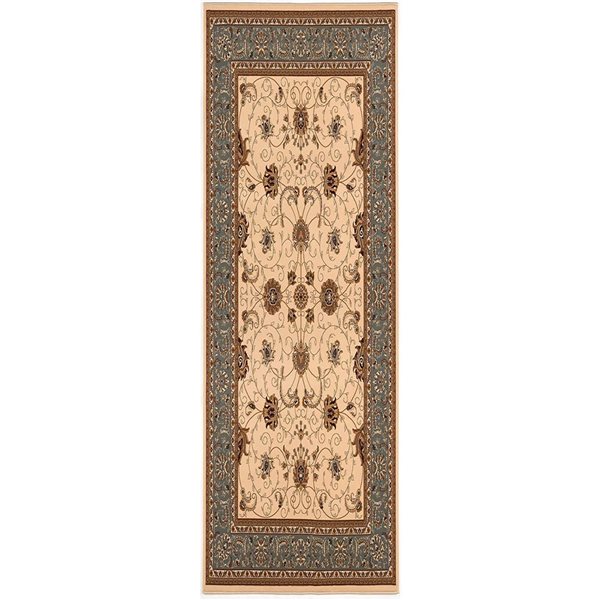 Rug Branch Traditional Majestic 2 W x 14-ft L Beige and Blue Rectangular Indoor Runner Rug