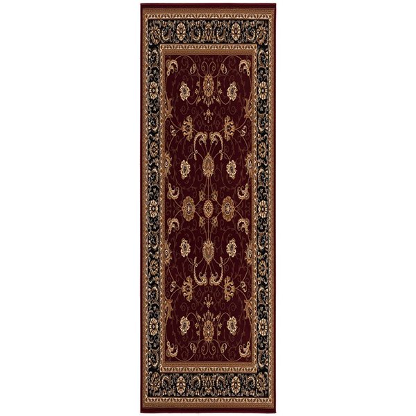 Front Facing Rug Rug Branch Traditional Majestic 2 W x 11-ft L Red and Black Rectangular ...