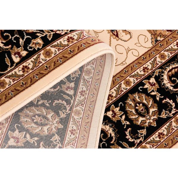 Rug Branch Traditional Majestic 2 W x 11-ft L Beige and Black Rectangular Indoor Runner Rug