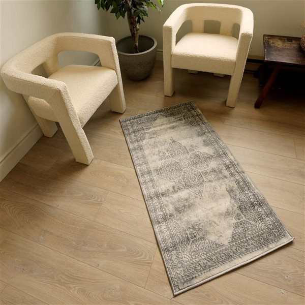 Rug Branch Vintage Havana 2 W x 9-ft L Grey Rectangular Indoor Runner Rug