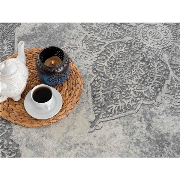 Rug Branch Vintage Havana 2 W x 9-ft L Grey Rectangular Indoor Runner Rug