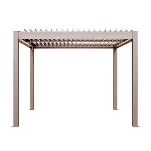 Gazebo Penguin Vikos 10 W x 10 L x 7-ft H Greige Metal Freestanding Pergola w/ Aluminum Tracks