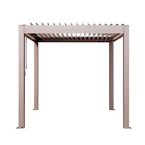 Gazebo Penguin Vikos 8 W x 8 L x 7-ft H Greige Metal Freestanding Pergola w/ Aluminum Tracks