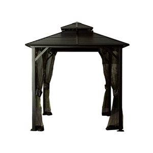 Gazebo Penguin Shefford 10 x 10-ft Black Metal Roof Permanent Gazebo