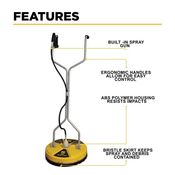BE Power Equipment Whirl-A-Way 4000 PSI 20-in W Commercial Gas Pressure Washer Surface Cleaner