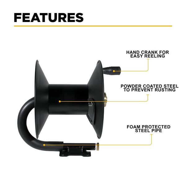 BE Power Equipment Pressure Washer 50-ft L x 3/8-in dia Hose Reel