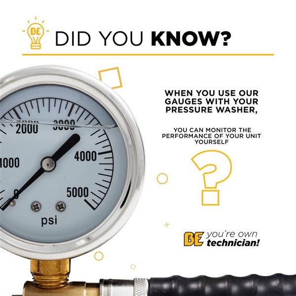 BE Power Equipment Pressure Washer Quick-Connect Pressure Gauge