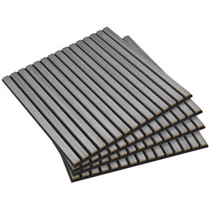HomCom 24 x 24-in 4-Pack Slat Acoustic Wood Wall Panels, Grey