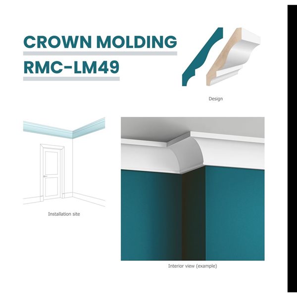 RESO 5-Pc 9/16 x 3 5/8 x 96-in Primed Finger-Joined Pine Crown Molding - 40 ft Total