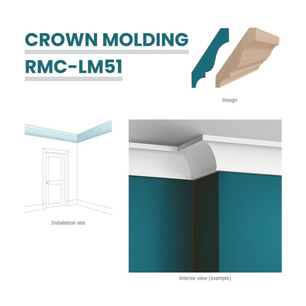 RESO 10-Pc 9/16 x 3 1/4 x 96-in Stainable Finger-Joined Pine Crown Molding - 80 ft Total
