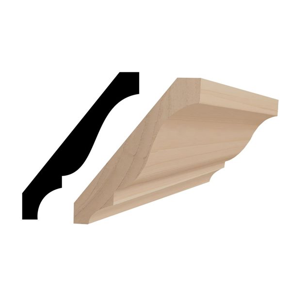 RESO 3-Pc 9/16 x 4 1/4 x 96-in Stainable Finger-Joined Pine Crown Molding - 24 ft Total