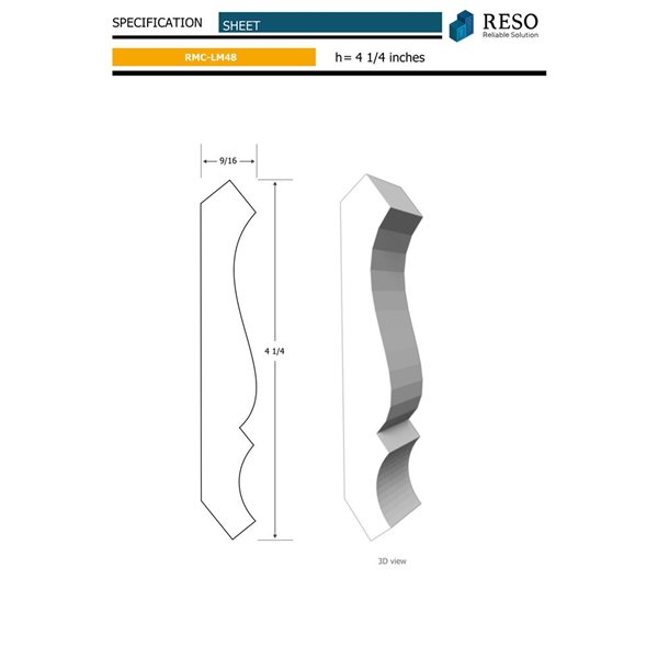 RESO 3-Pc 9/16 x 4 1/4 x 96-in Stainable Finger-Joined Pine Crown Molding - 24 ft Total