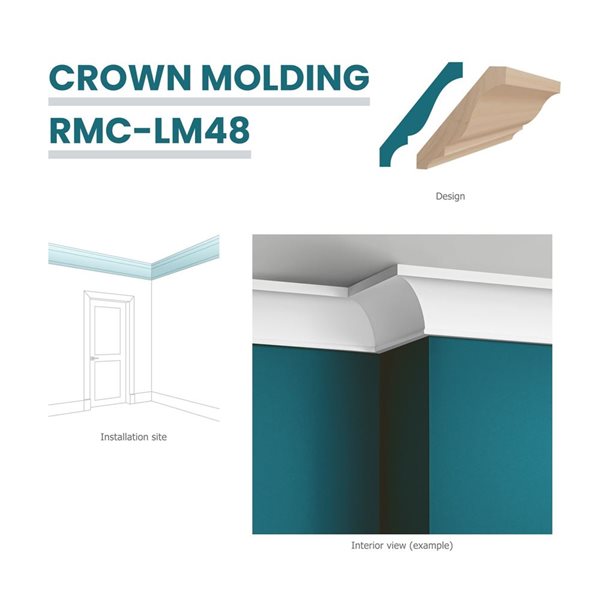 RESO 3-Pc 9/16 x 4 1/4 x 96-in Stainable Finger-Joined Pine Crown Molding - 24 ft Total