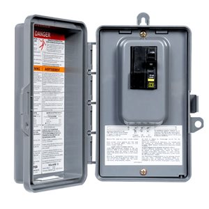 Ensemble de panneau électrique QO Type 3R non métallique et prise DDFT Square D 50 A pour piscine et spa en gris