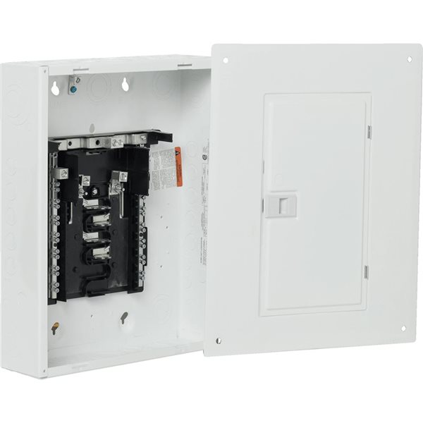 Homline Panel Homeline White Metal Indoor 125 A Sub Panel Load Centre w/ 8 Spaces and ...