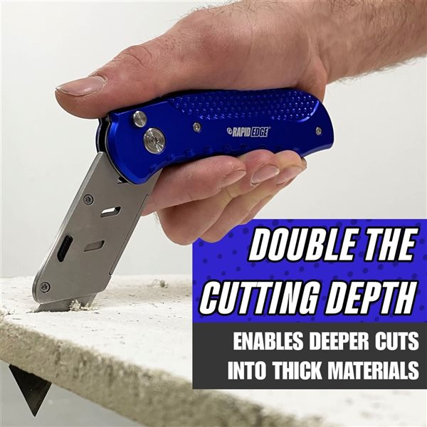 Rapid Edge Extend-A-Blade Folding Utility Knife with 5-Pack Serrated Double Length Utility Blades, 2 Pack