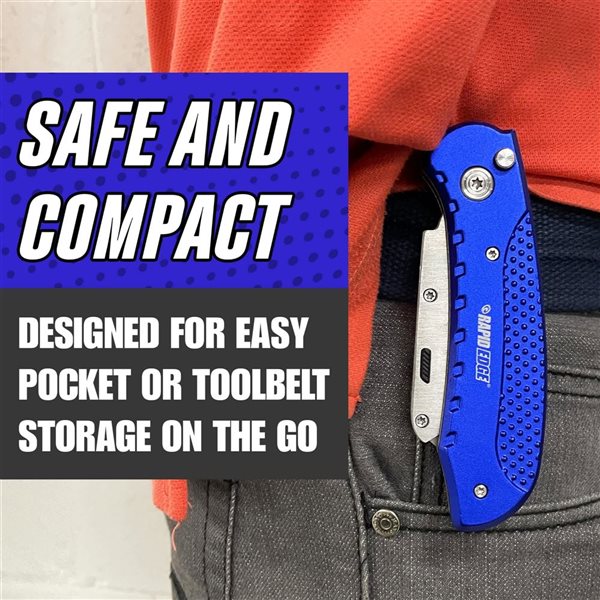 Rapid Edge Extend-A-Blade Folding Utility Knife with 5-Pack Serrated Double Length Utility Blades, 2 Pack