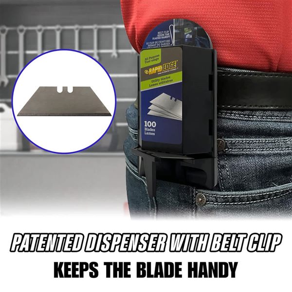 Rapid Edge 100-Piece Heavy-Duty Utility-Blade Dispenser with Belt Clip, 2 Packs