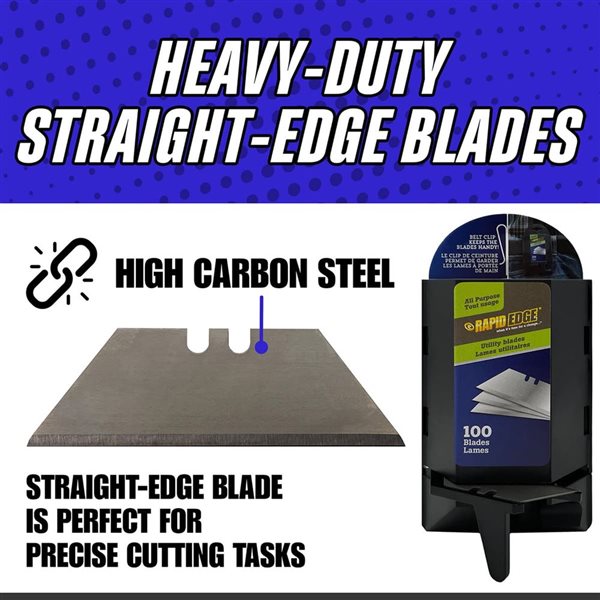 Rapid Edge 100-Piece Heavy-Duty Utility-Blade Dispenser with Belt Clip, 2 Packs