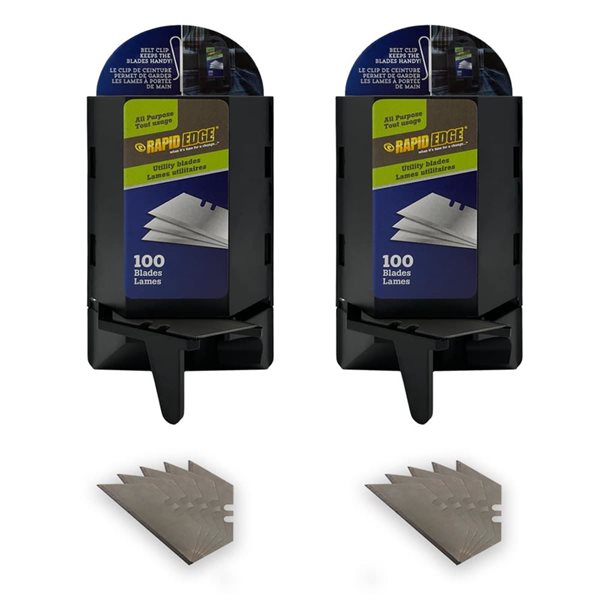 Rapid Edge 100-Piece Heavy-Duty Utility-Blade Dispenser with Belt Clip, 2 Packs