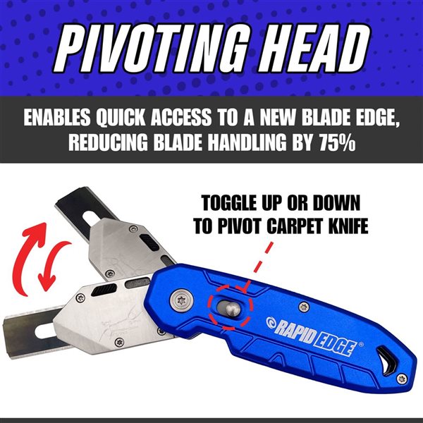 Rapid Edge 2-Pack Pivoting Carpet Knife with 5-Pack Carpet Blades