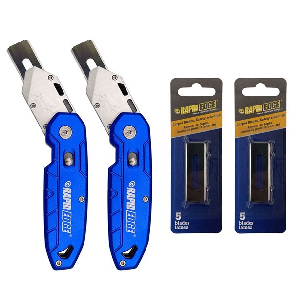 Rapid Edge 2-Pack Pivoting Carpet Knife with 5-Pack Carpet Blades