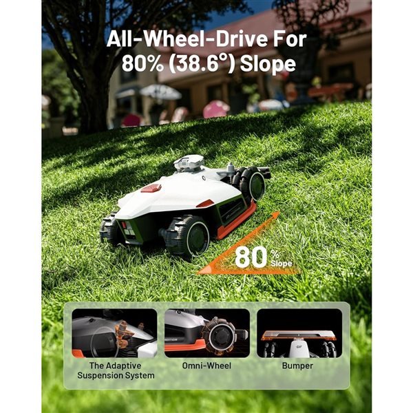 Mammotion LUBA 2 AWD 5000HX 20 V Robot Lawn Mower w/ 4G for Max 1.48 Acre