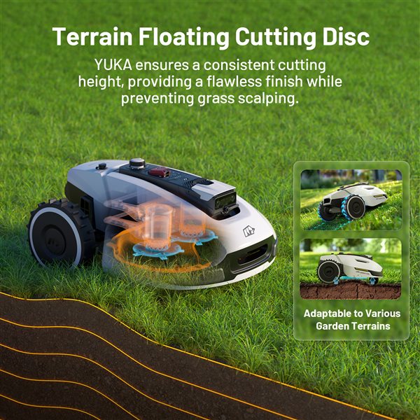 Mammotion YUKA 3000 20 V Robot Lawn Mower w/ 4G and AI Obstacle Avoidance for Max 0.9 Acre