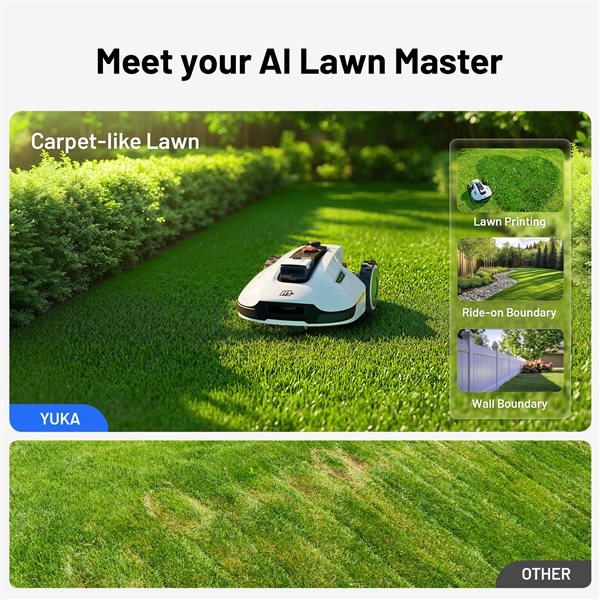 Mammotion YUKA 3000 20 V Robot Lawn Mower w/ 4G and AI Obstacle Avoidance for Max 0.9 Acre