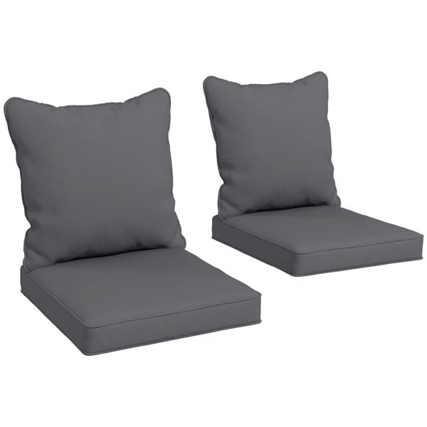Outsunny 4-Piece Dark Grey Seat Patio Chair Cushions w/ Back