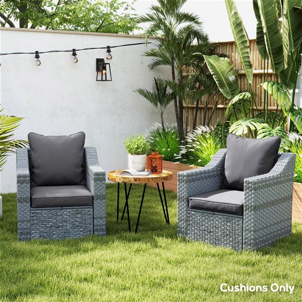 Outsunny 4-Piece Dark Grey Seat Patio Chair Cushions w/ Back