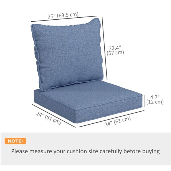 Outsunny 4-Piece Blue Patio Chair Cushions w/ Back